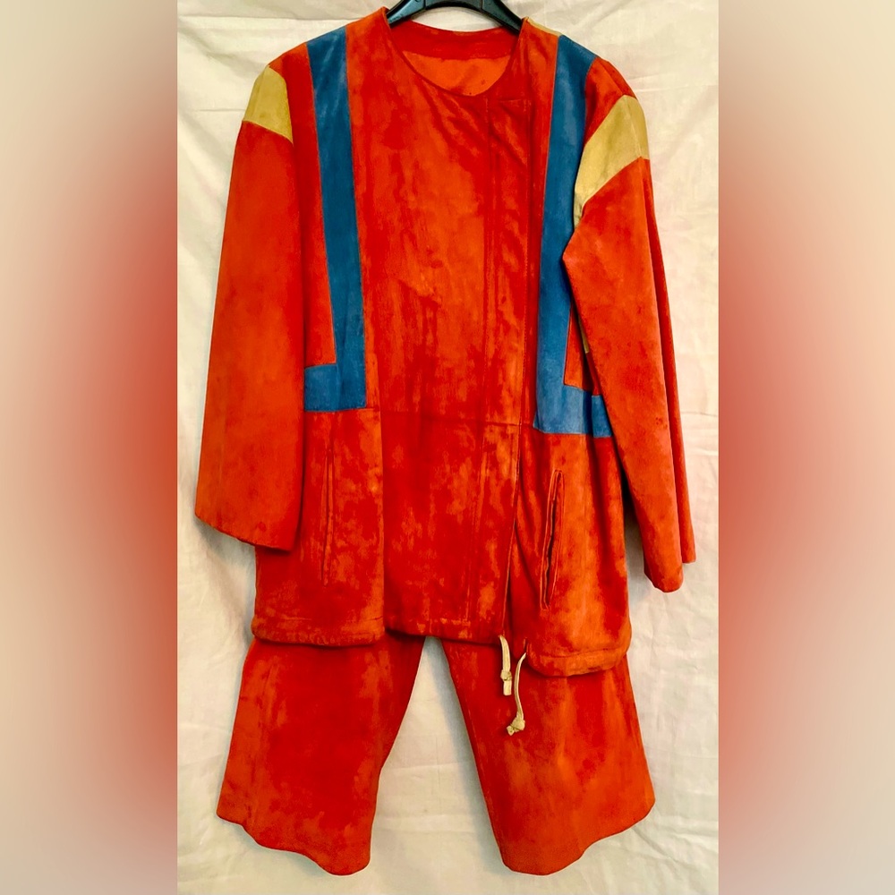 A Tonie Design Margareta Westburg Archival Orange/Red/Multi Suede Pant Suit